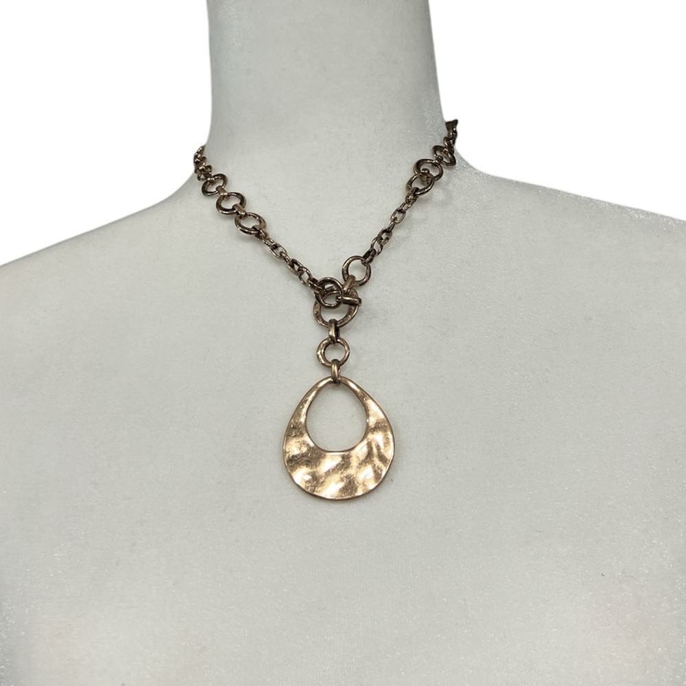 style & co gold tone chain link necklace with pendant 16 1/2” 3” extender